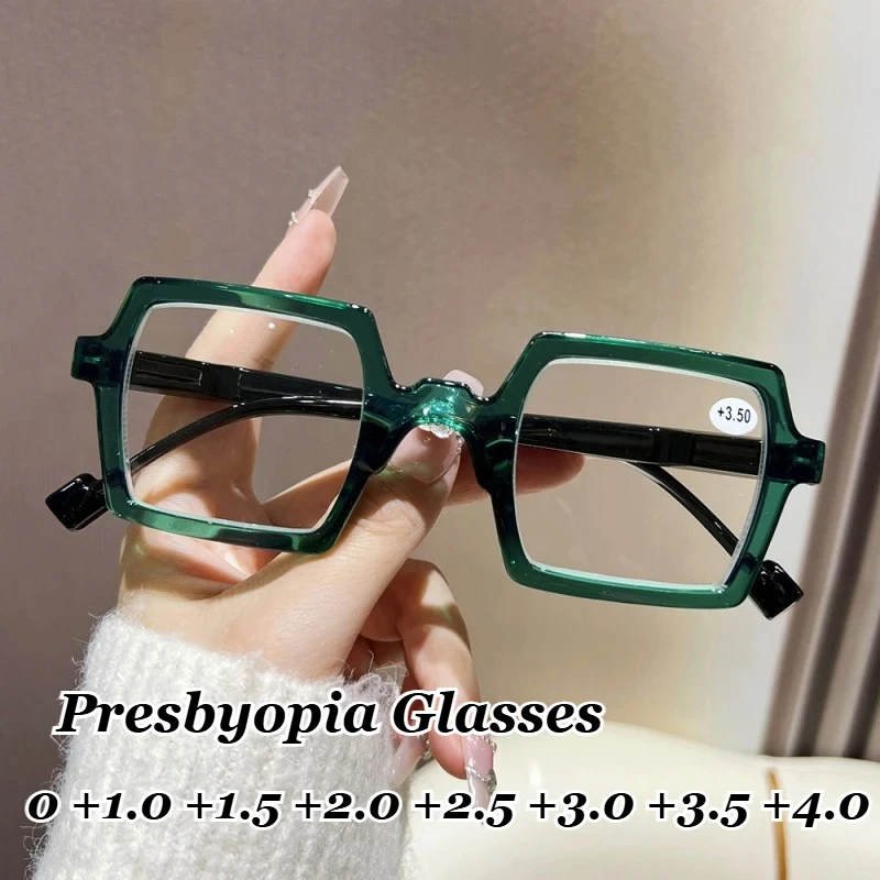 

Fashion Square Large Frame Blue Light Blocking Reading Glasses Retro Men Women Presbyopia Eyewear Unisex Far Sight Eyewear +2.5