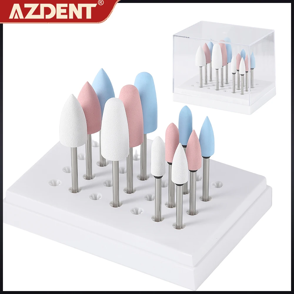 

12Pcs/Box AZDENT Dental Silicone Grinding Heads Polishing Burs Kit with Aluminium Oxide for Dentistry Instrument Accessories