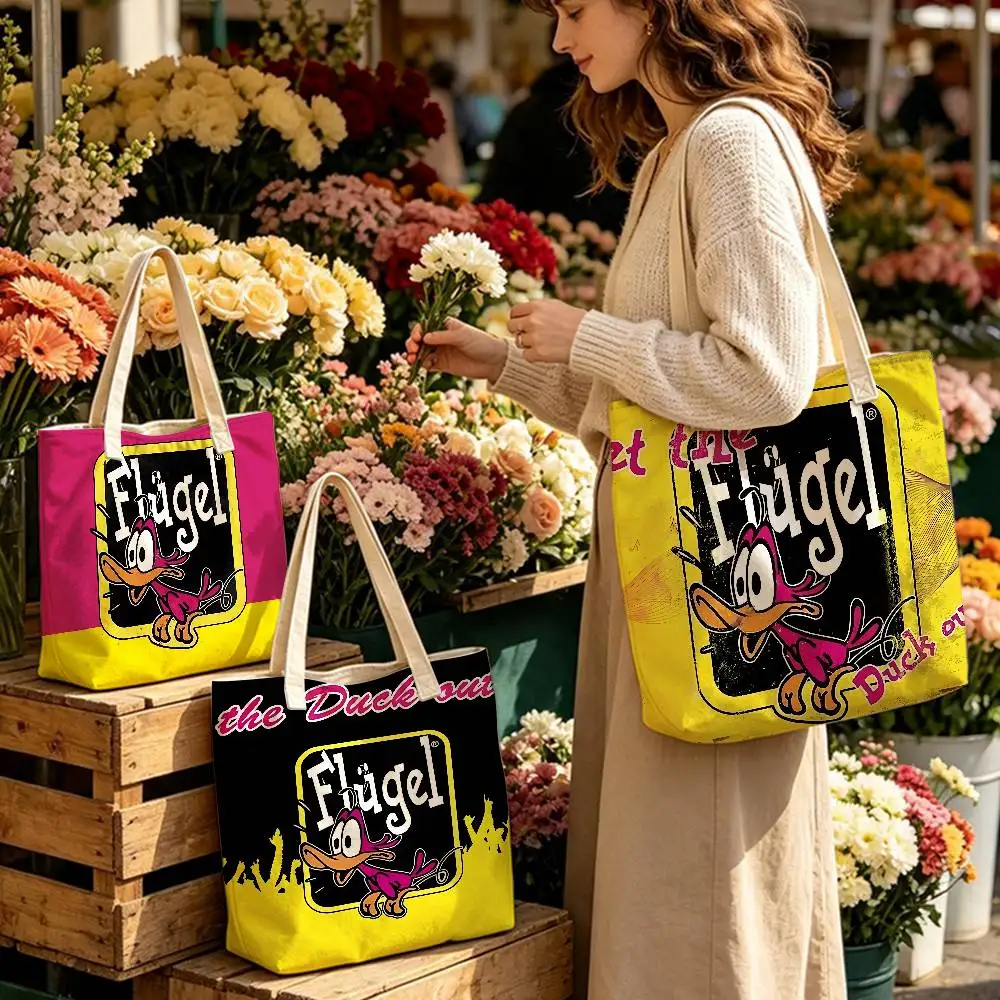 Flugels Drinking Linen Blend Cotton Polyester Tote Bag Strap Shoulder Purse Large Capacity For Travel Shopping