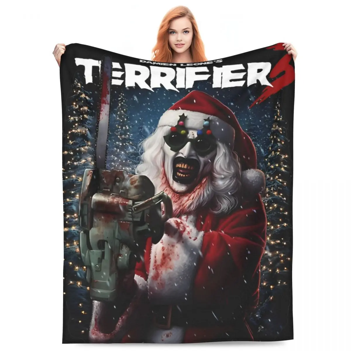 Terrifier 3 Christmas Blanket Horror Movie Fuzzy Vintage Soft Throw Blanket for Home Textile Decor