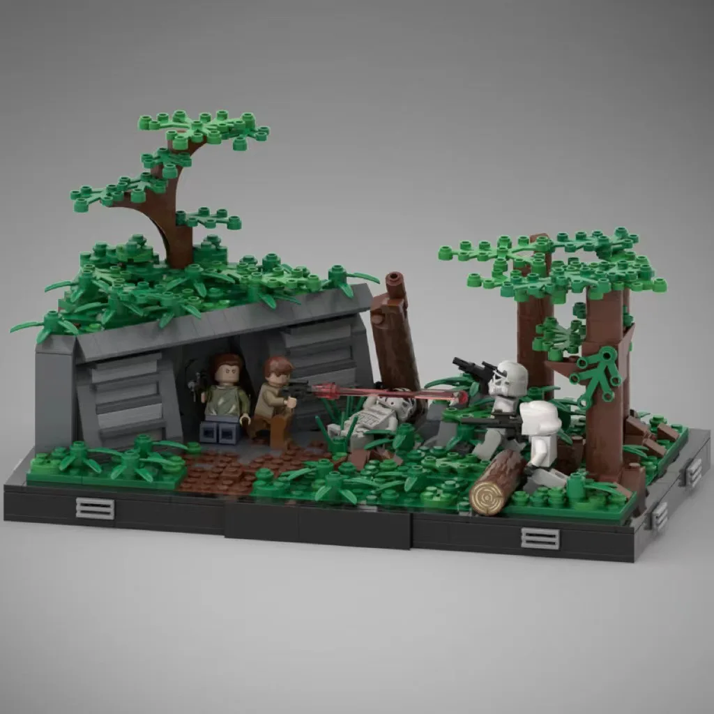 Forest Planet Defense Outpost Building Blocks Sci-fi Fort 3D Model DIY Bricks Collectible Toy For Space Scene Fans