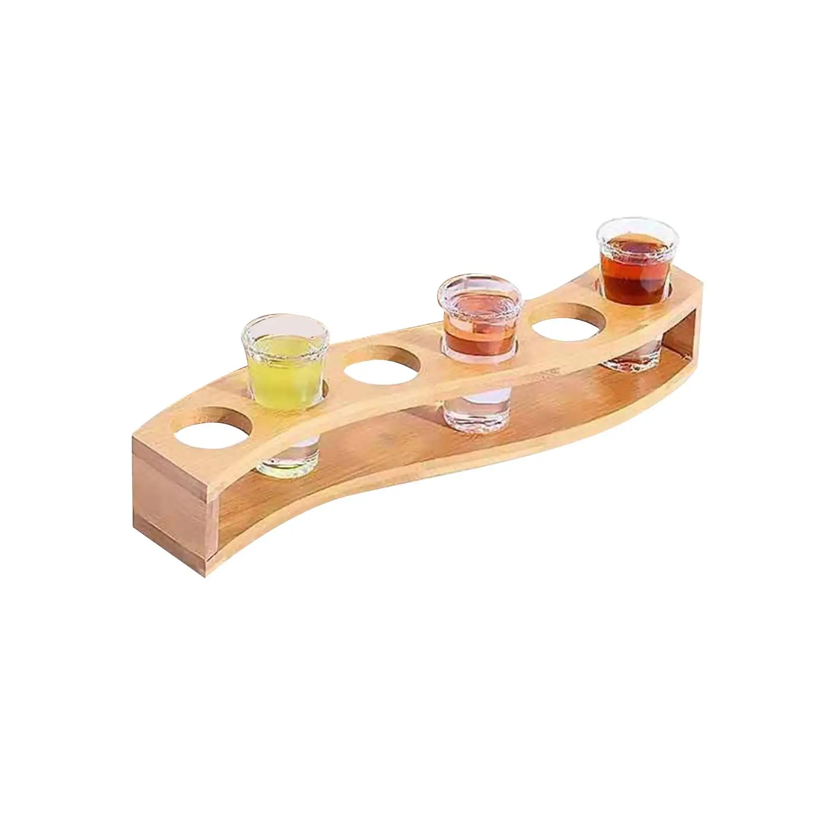 6 Holes Glass Holder Cup Rack Barware Accessories Organizer Serving Tray Kitchen Storage Wood for Club Party Bar