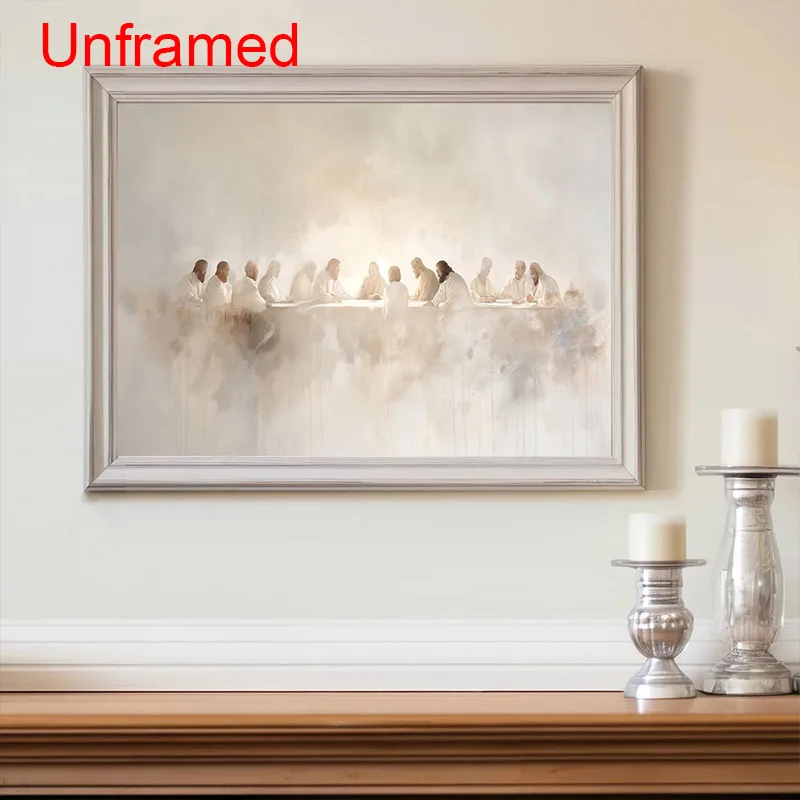 1pc Unframed Vintage The Last Supper Canvas Poster Jesus Christian Wall Art Print Minimalist Aesthetic Decor Retro Painting