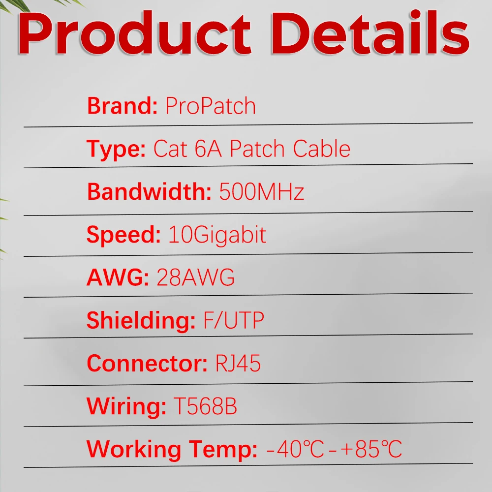 Propatch Cat6a RJ45 90 Degree Angle Ethernet Cable 4.8mm Slim Patch Cord Lan Cable RJ45 for Patch Panel to Switch Flexiable