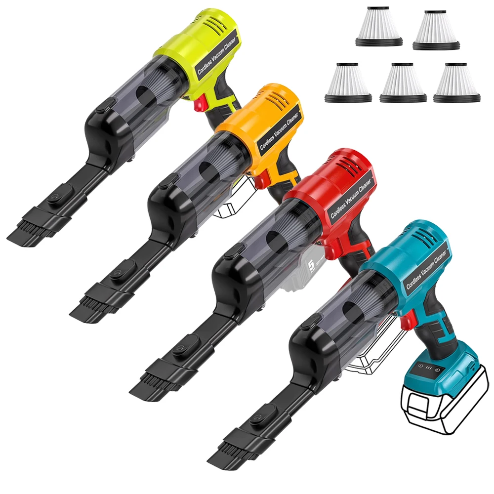 

VC05 Portable Brushless Motor Vacuum Cleaner for Makita/DeWalt/Milwaukee/Bosch/Ryobi 18/20V Li-ion Battery with Speed Adjustment