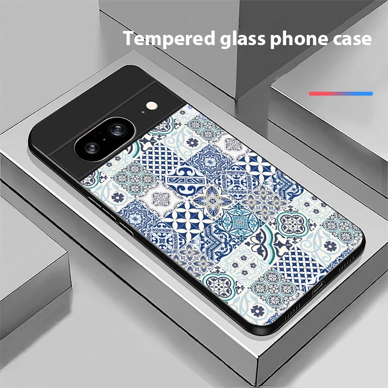 Mandala spiral pattern For Google Pixel 10 Pro XL Pixel 8 7 9 10 Pixel 9 Pro XL Pixel 8a 7a Pixel 7 Pro Black Glass Phone Case view 6