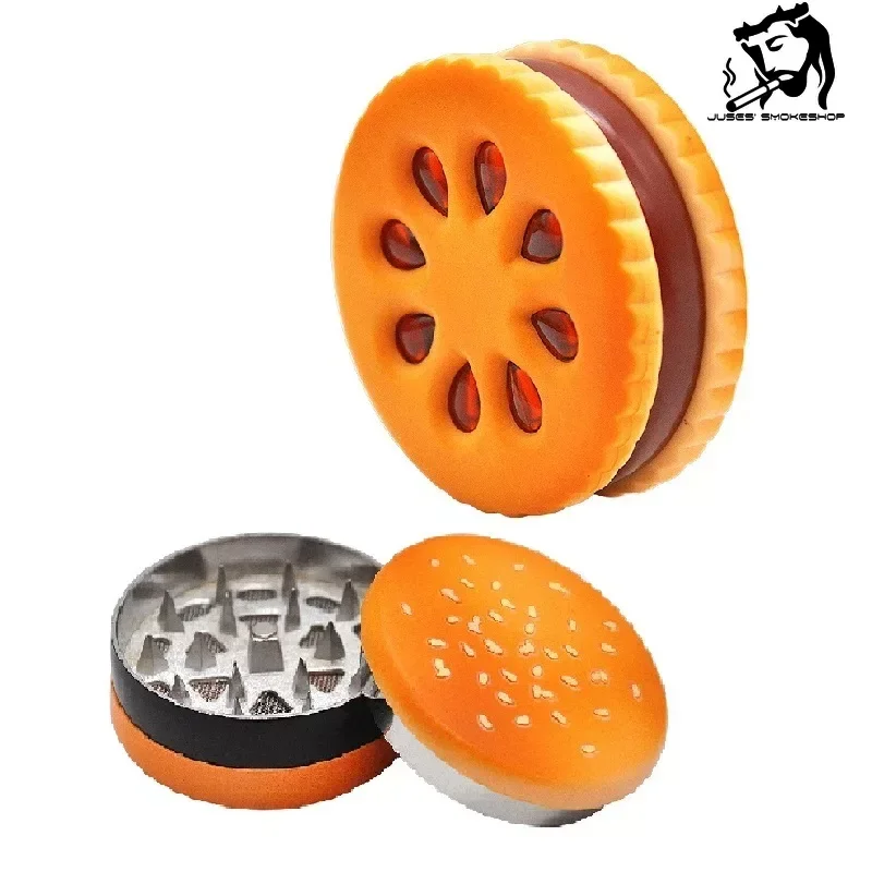 

JUSES' S Hamburg & Biscuit Shape Metal Dry Herb Grinder 55mm 3 Layers Tabacco Herb Crusher Dried Flowers Herbs Home Gift for Men