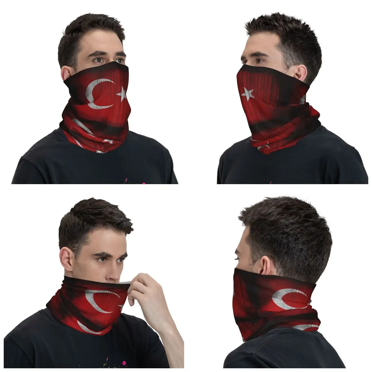 Turkey Flag Bandana Neck Gaiter Printed Balaclavas Magic Scarf Multi-use Cycling Scarf Cycling for Men Women Adult Windproof