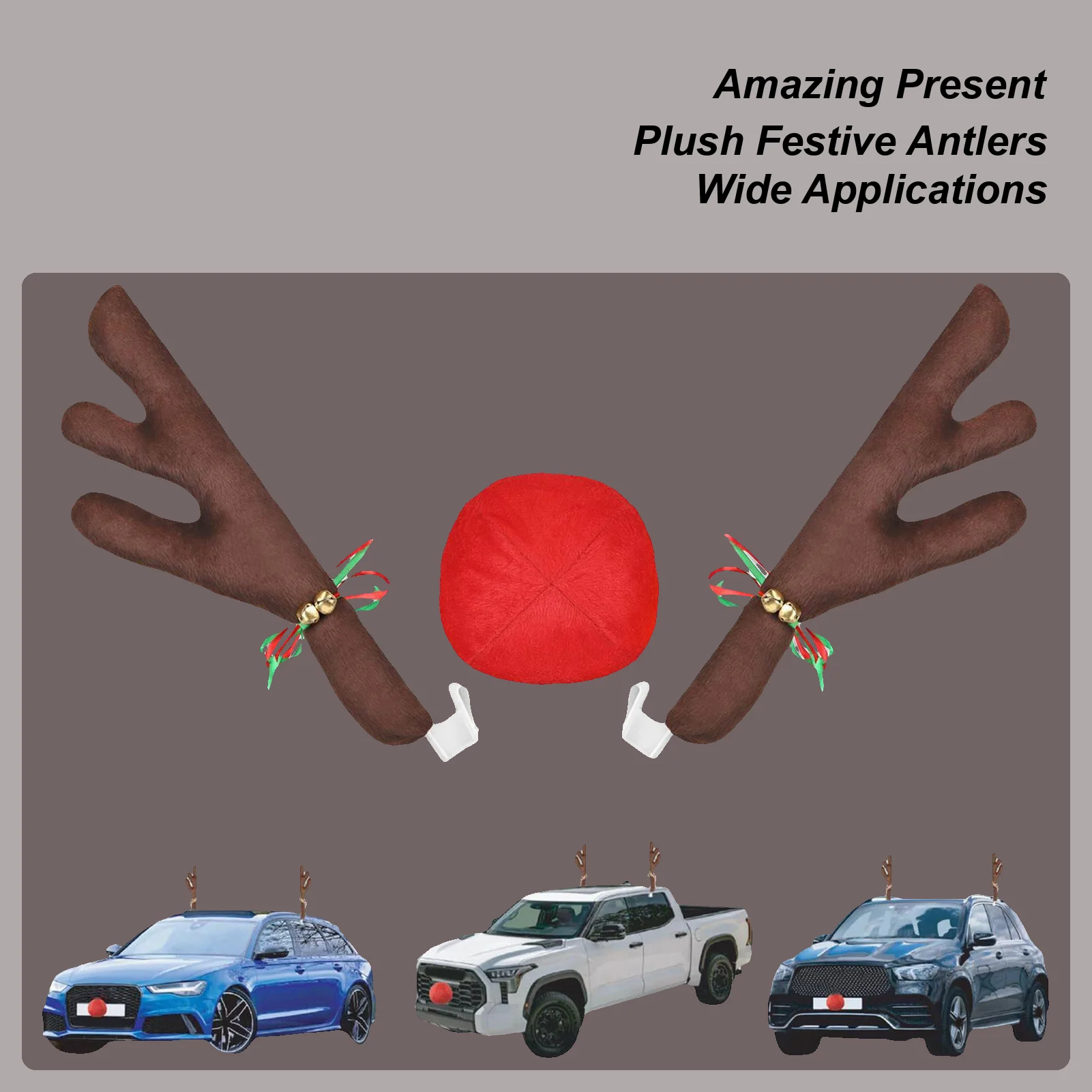 

Christmas Car Antlers Auto Roof-Top Deer Decoration Plush Car Holiday Antler Decor For Reindeer Theme Party Christmas Golf