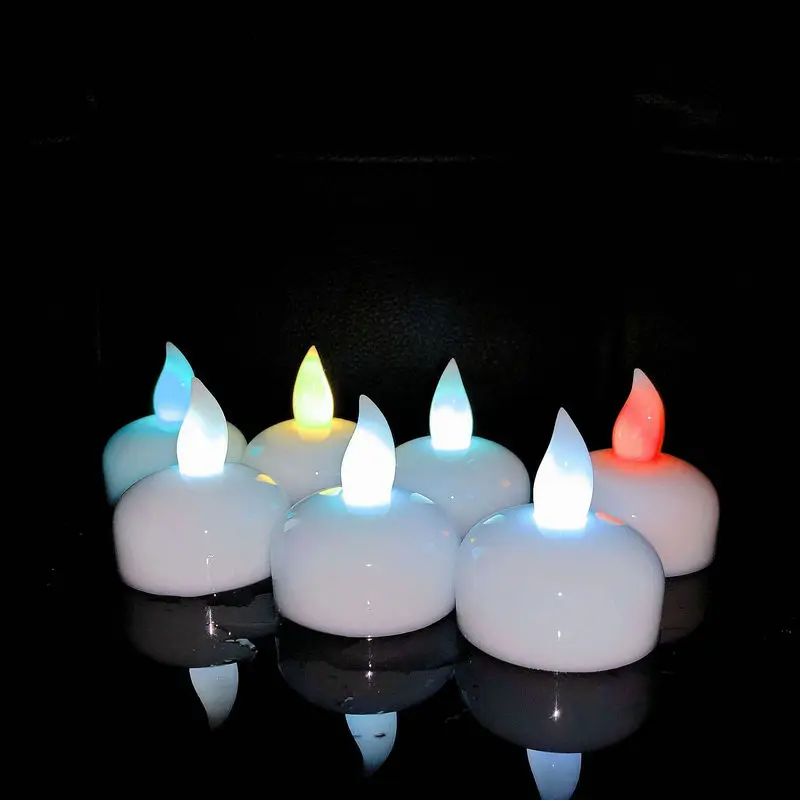 12 sztuk/partia bezpłomieniowe pływające LED tealight świeca światła baterii działają czujnik cieczy ślub Christmas party Decor-COLOR CHANGE