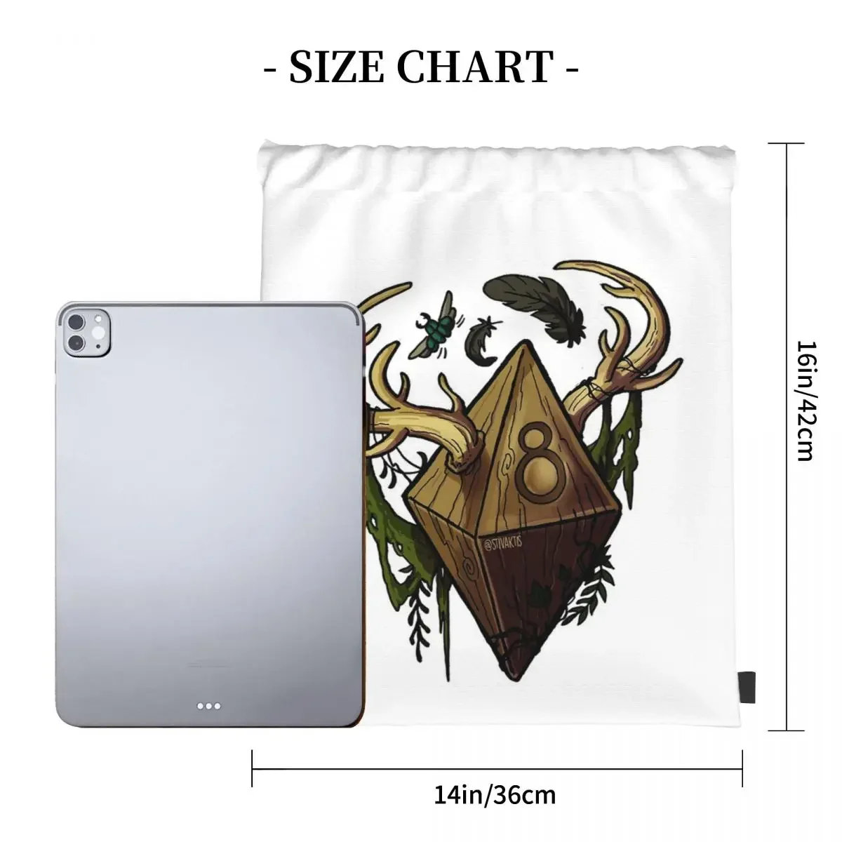 D&D Dice - Druid Backpacks Fashion Portable Drawstring Bags Drawstring Bundle Pocket Sports Bag BookBag For Travel School