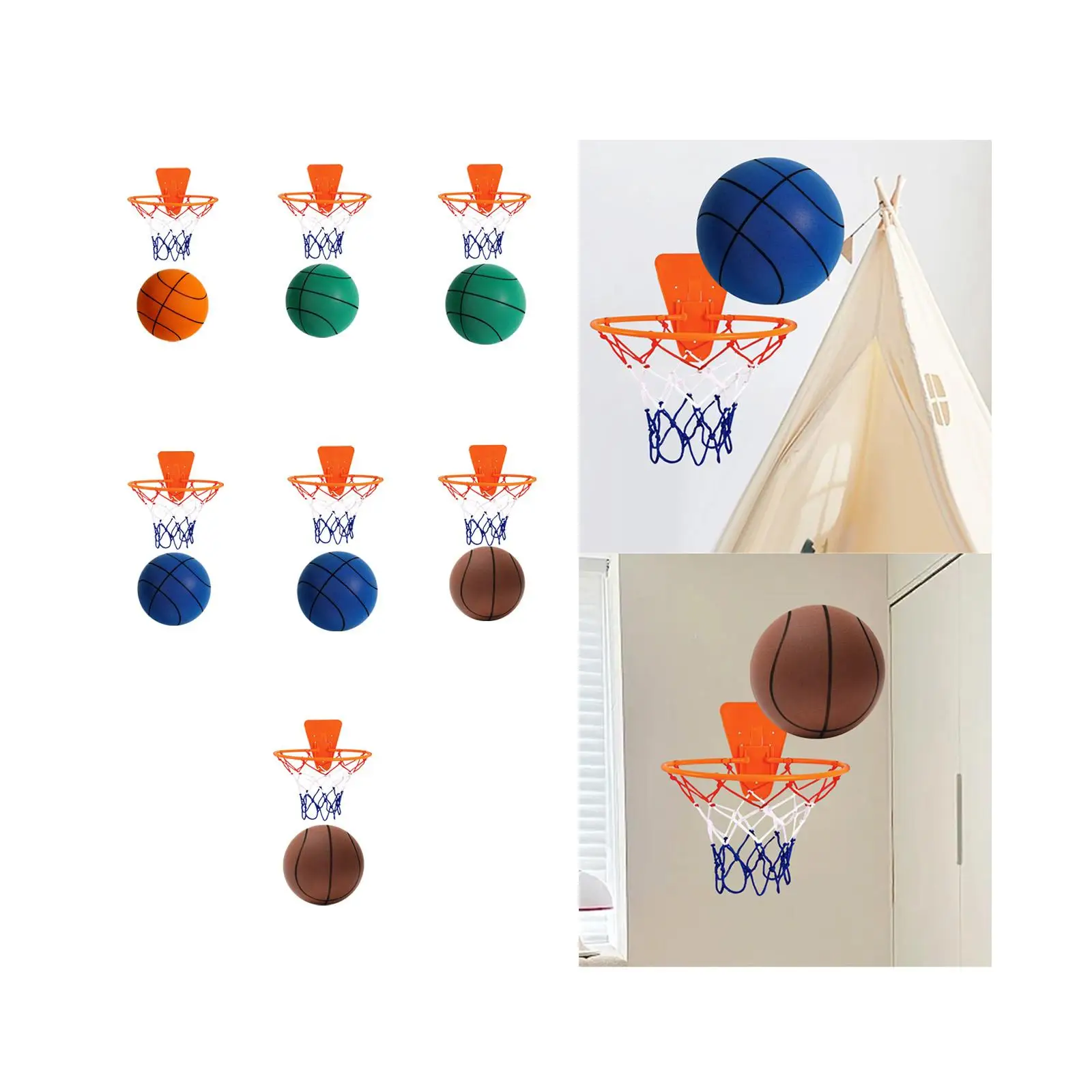 

Silent Basketball with Hoop Silent Kids Sports Ball Party ,Low Noise Educational