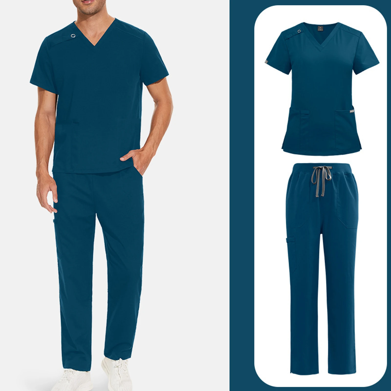 Uniformes médicos ligeros y resistentes a las arrugas especiales para hombres, conjunto de exfoliantes de enfermería veterinaria de dentista Unisex, pantalones superiores