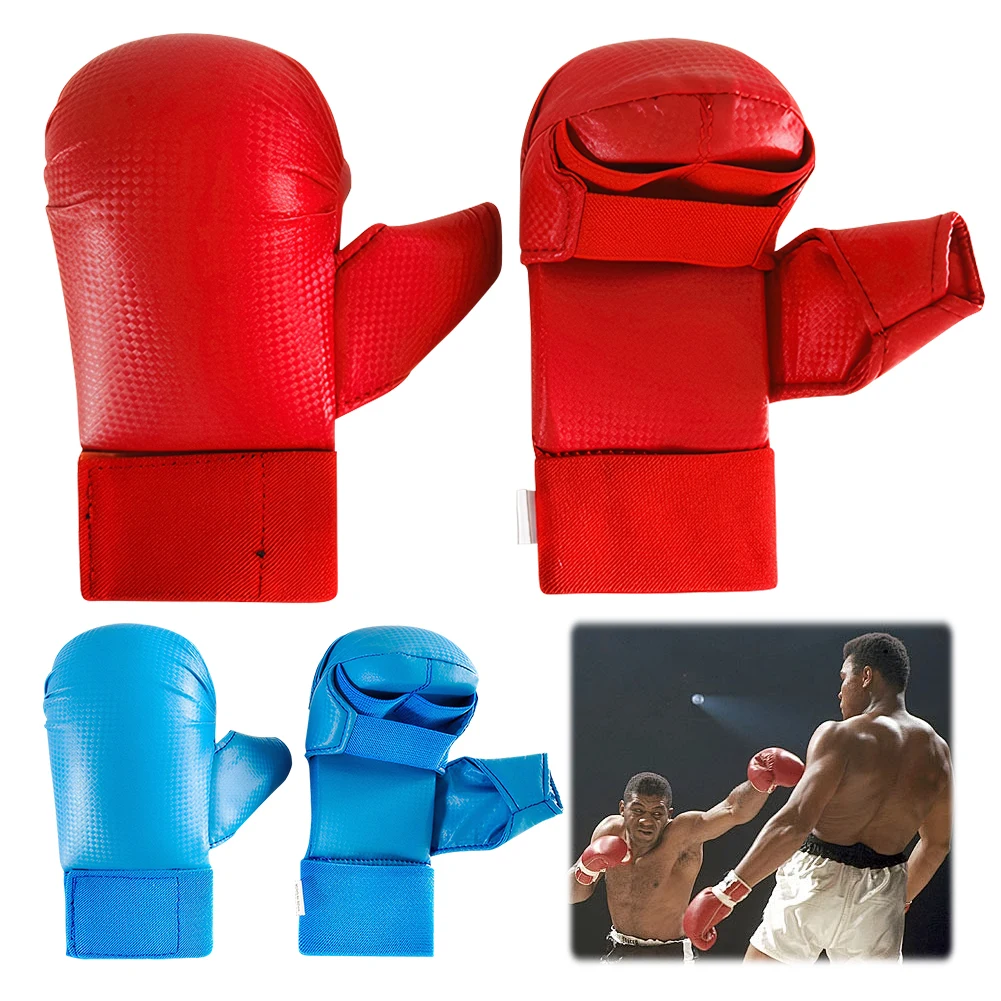 

PU Leather Karate Gloves Taekwondo Protector Pads Thickened Karate Sparring Mitts Gloves Non Slip for Martial Arts Muay Thai