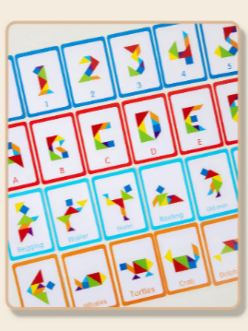 3D Wooden Tangram Puzzle, Montessori Educational Toy, Geometric Jigsaw Game, Preschool Learning Teaching Aid for Kids image 5