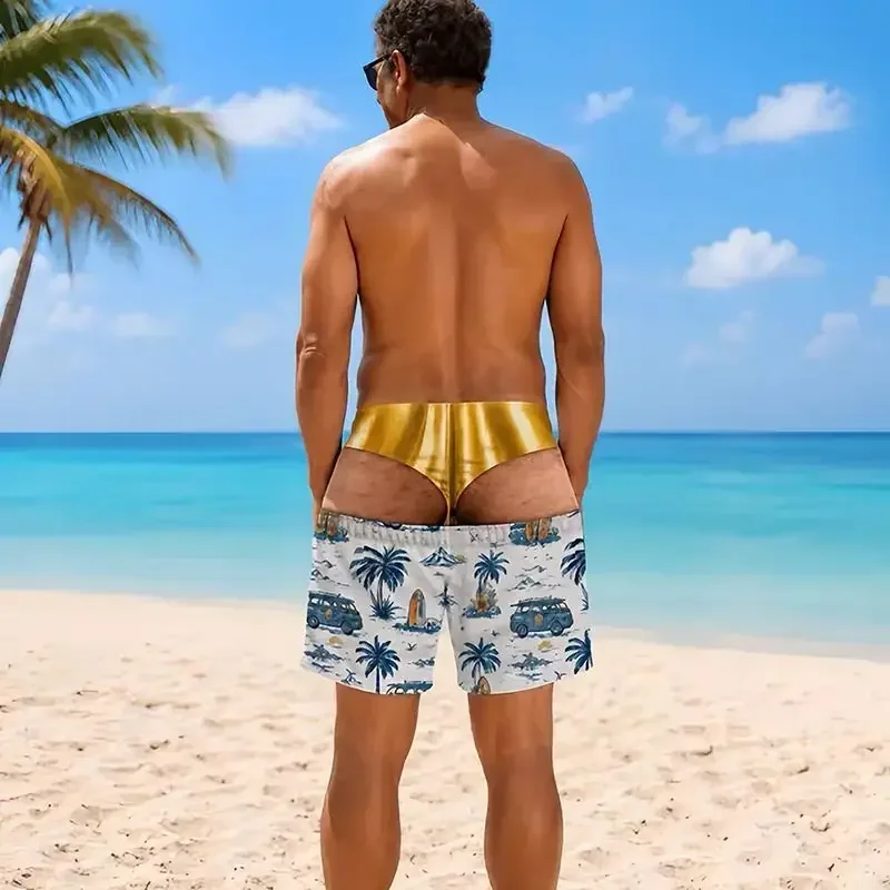 Lustige Strandshorts, Neuartiges Pull-Down-Design, Badehose, 3D-gedruckte Urlaubs-Party-Badebekleidung, schnelltrocknende, lässige Sommer-Boardshorts – Detail 6