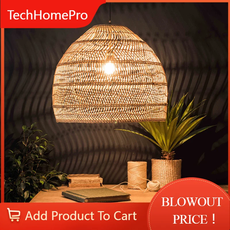 TechHPWeave Pendant Lamp Nordic Style Chandelier Living Room Kitchen Dining Room Bedroom Home Indoor