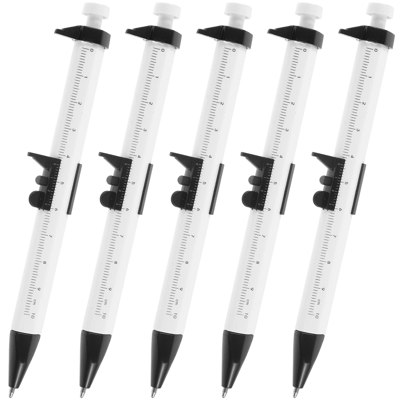 

5pcs Caliper Ballpoint Pen Creative Plastic 10cm Red Portable Writing Engineer Gift Vernier Student Multi