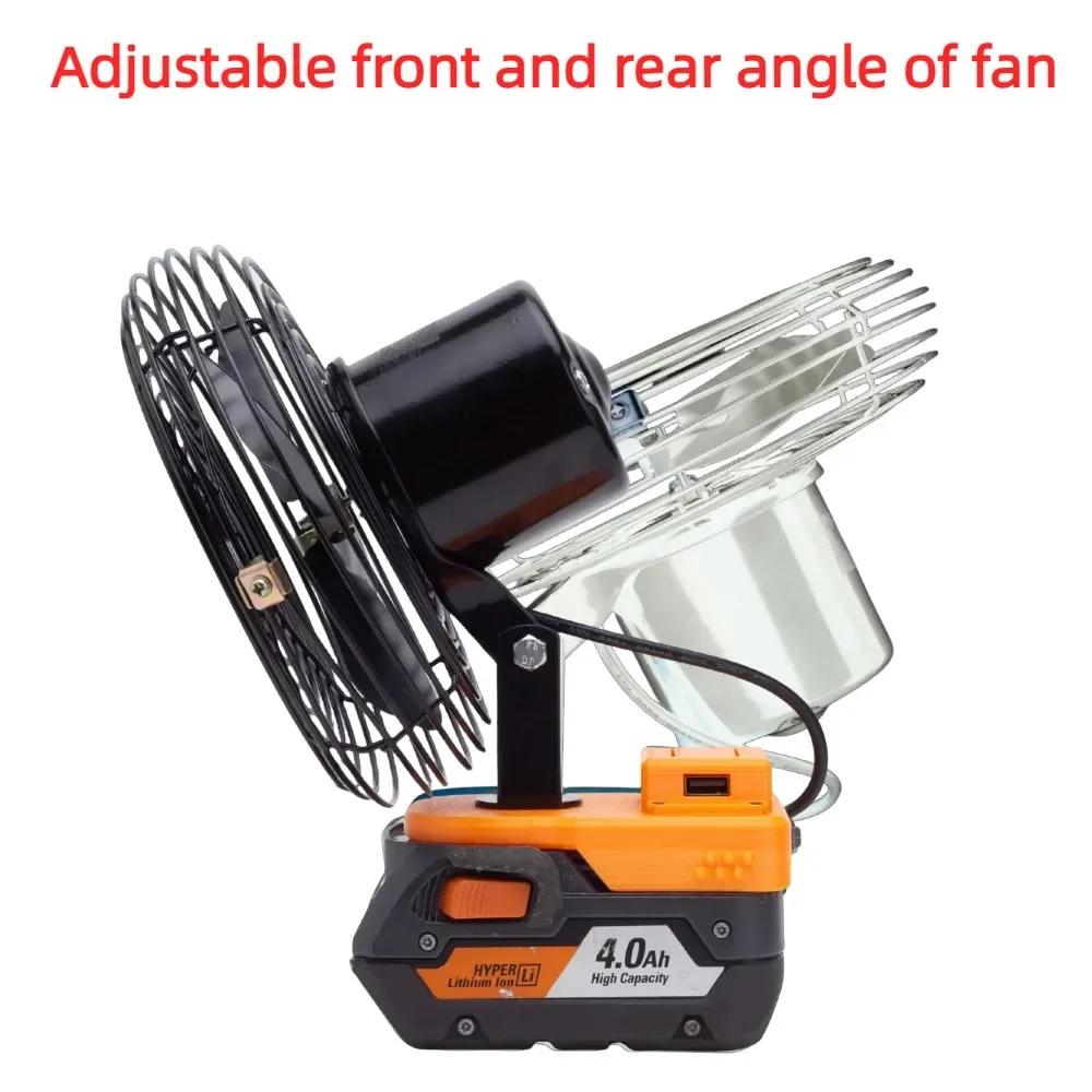 Portable fan with USB charging For RIDGID AEG 18V Lithium Ion interface,for home and outdoor camp fan(Excluding batteries)