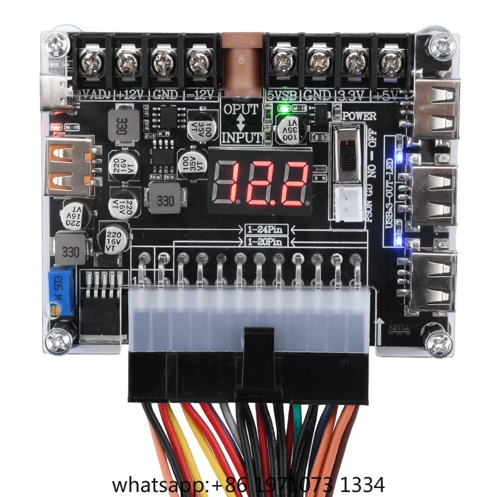 20/24 Pin ATX Power Adapter Board Pd2.0/Pd3.0 Power Module Adapter Adjustable Voltage With Red Digital Display