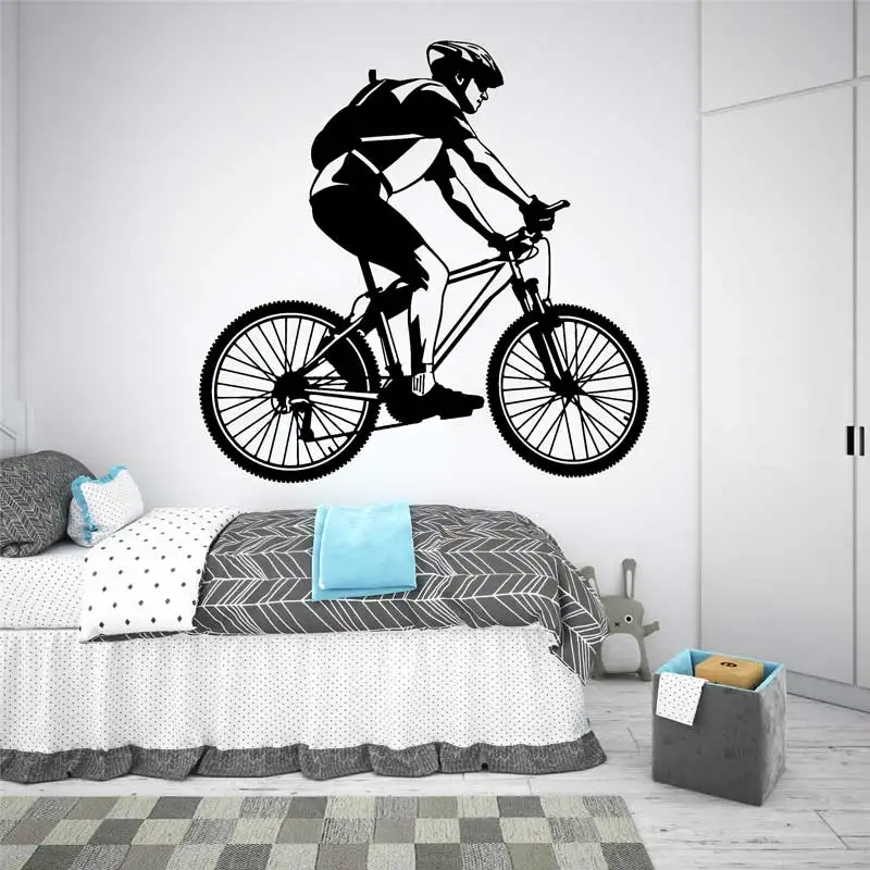 Bicycle Vinyl Wall Sticker Kilometer Cycling Cross Country Race Sports Teen Kids Room Garage Bedroom Decor Vinyl Decal Gift  Z11