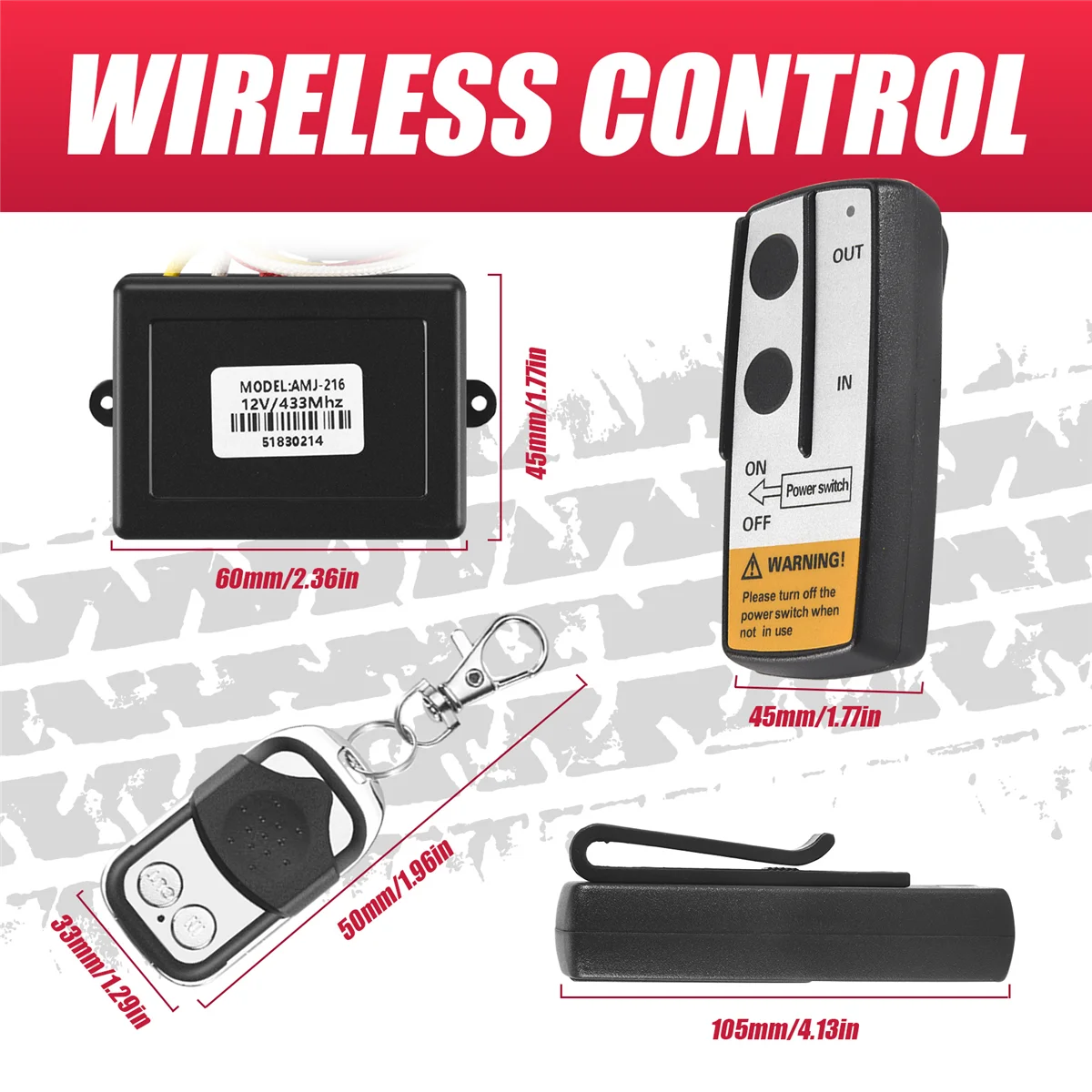 

A50R_12V 12Volt 50ft Winch Wireless Remote Control Set