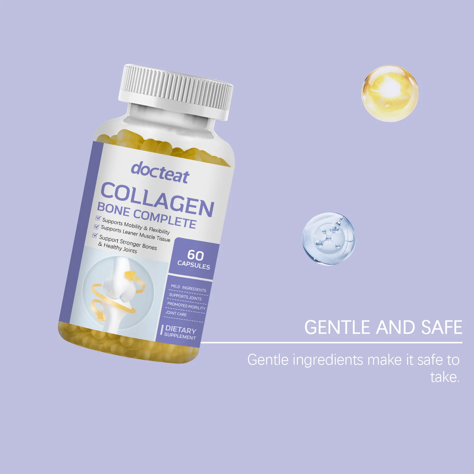 Collagen Peptides Capsules for Men Women Muscle Growth Strength Gain Workout Recovery Joint Support Supplement
