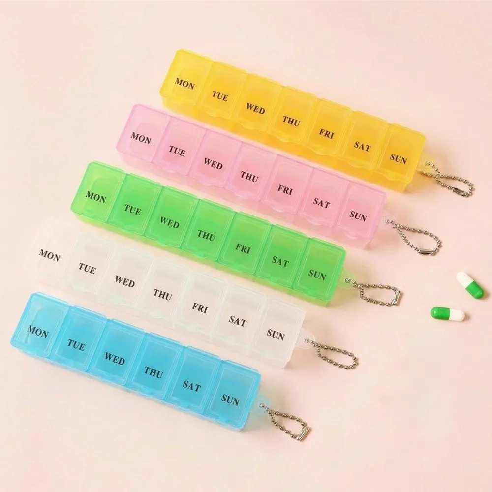 New Hot  Premuim Portable Travel Mini 7 Days 7 Grids Pill Container Box Cases Organizer Storage for Vitamin Medicine Fish Oils