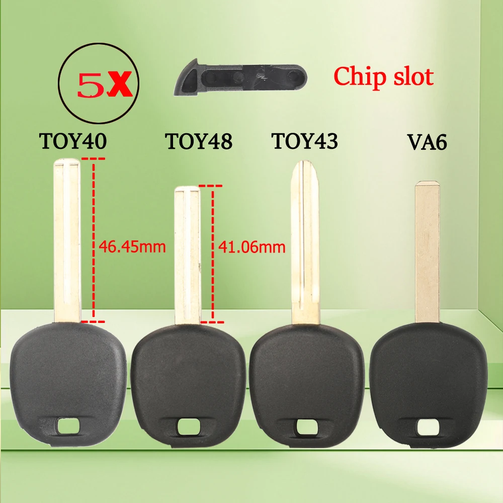 jingyuqin 5PCS For Toyota Rav4 Prado Corolla Camry Reiz Highlander Yaris VA6 TOY43 TOY48 VA2 Blade Transponder Key Shell Case