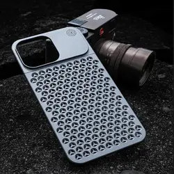 Metal Heat Dissipation Phone Case For iPhone 16 Pro Max 13 12 14 15 Plus Cooling Fragrance Rimless Hollow Aluminum Phone Cover