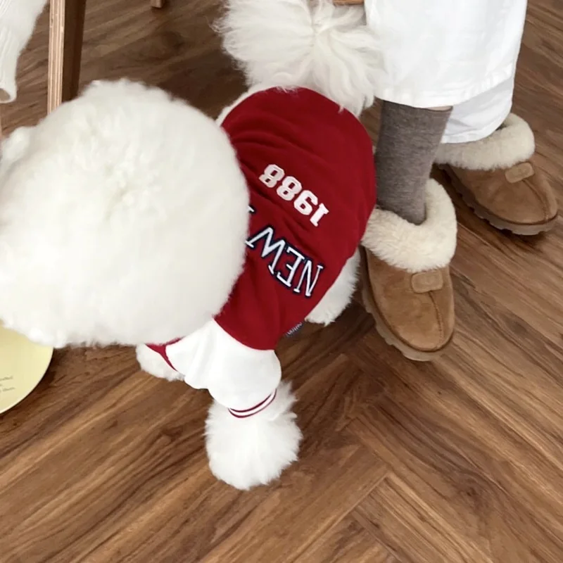 Fashion Winter Pet Baseball Clothes Suit Dog Contrasting Coat Teddy Bear Universal Small Dog Clothes Design Puppy Clothing