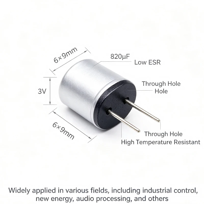 30Pcs New Solid Capacitor 3V 820UF 820μF/3V 6*9mm Radial Aluminum Polymer Capacitor Low ESR for Motherboard Power Supply PCB Rep