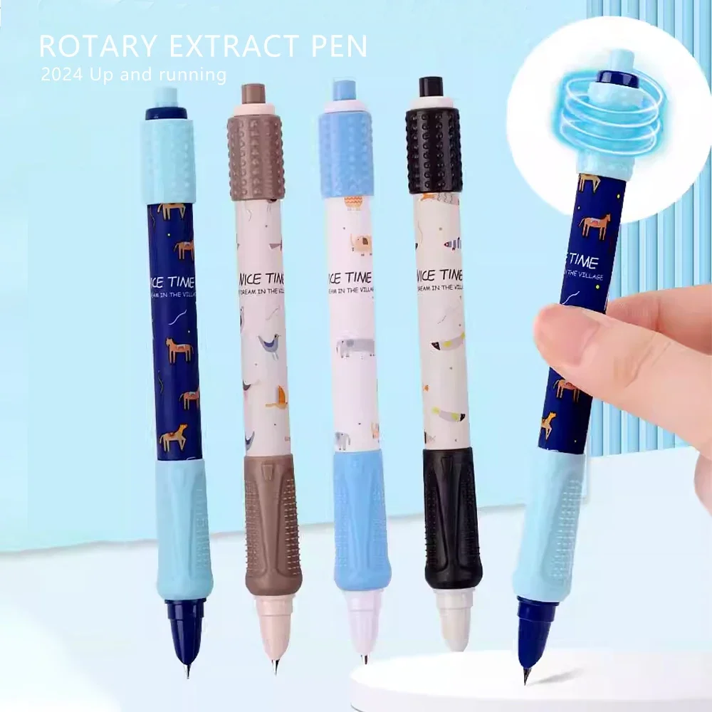 

YIREN 5059M Plastic press Fountain pen Cute cartoon decompression pen with soft rubber Elementary school student writing ink pen