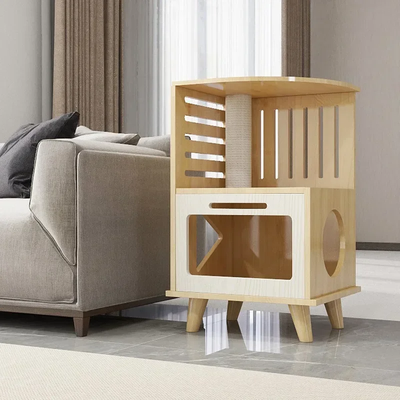 Creative bedroom cat nest, solid wood bedside table, cat cage villa, cat company dedicated, high-end solid wood furniture