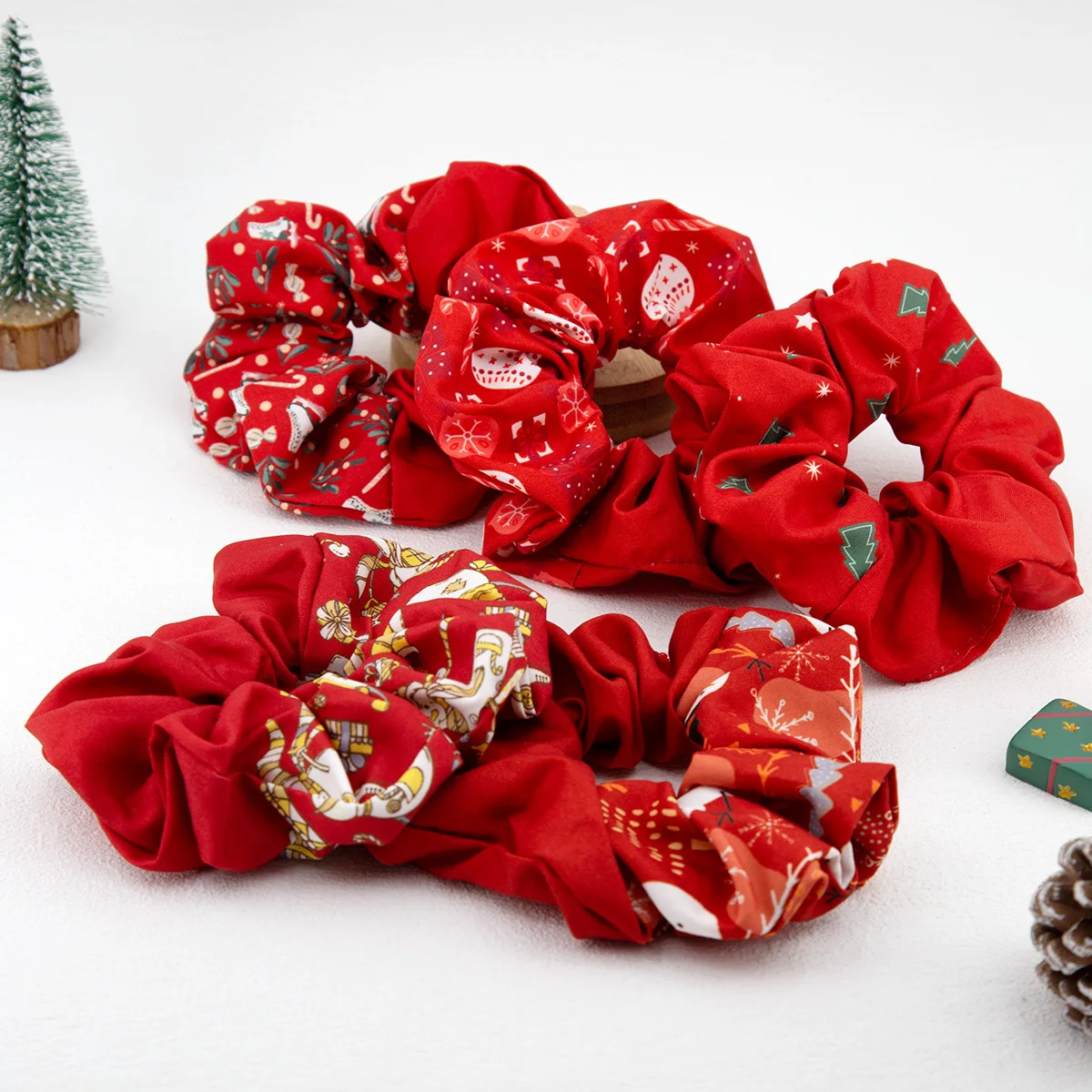 2/5/11 قطعة/الوحدة اكسسوارات النساء الفتيات عيد الميلاد حريري الساتان توك شعر الصلبة مطاطا أنيقة شريط مطاطي أغطية الرأس