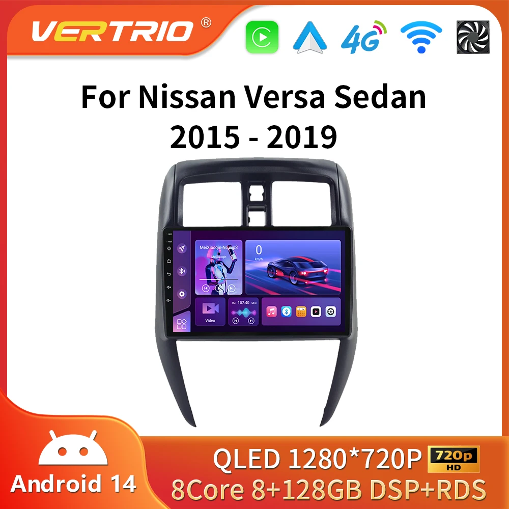 Radio de coche Android 16 de 2 Din para Nissan Versa Sedan 2015 2016 2017 2018 2019 estéreo Carplay Auto GPS Navi 4G DSP QLED Autoradio
