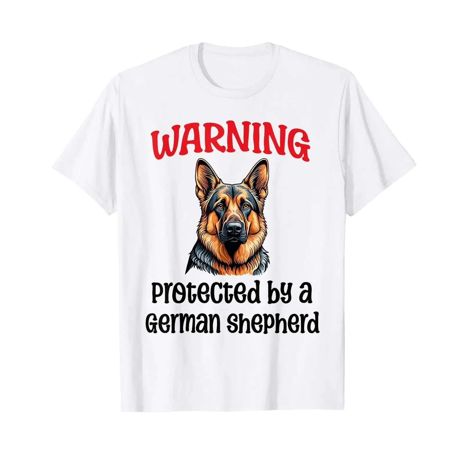 Warning Protected By A German Shepherd Funny Dog Breed T Shirt vintage Washed fashion Soft Unisex graphic Casual Versatile