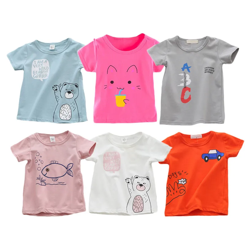 Clearance Sale Summer Baby Girls Boys T-shirts Cotton Short Sleeve Clothes Tops Casual Children\'s Clothing Outfits 6M-24M