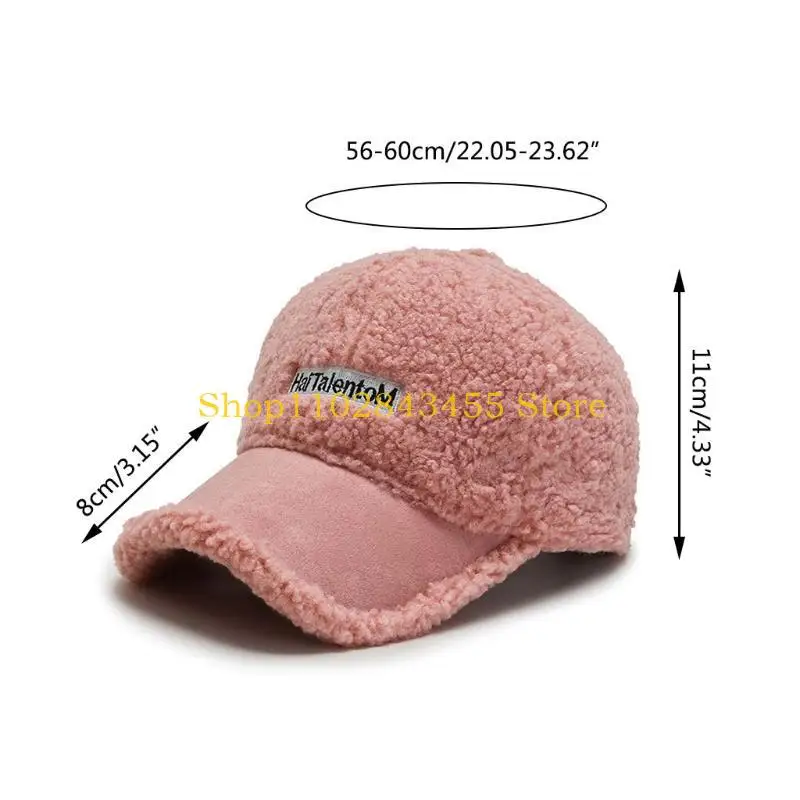 49MC رسالة خريف شتاء حمل الصوف أفخم قبعة في الهواء الطلق الاتجاه قبعة البيسبول للنساء ألوان صلبة عرضة شتاء دافئ دافئ قبعة رقيقة