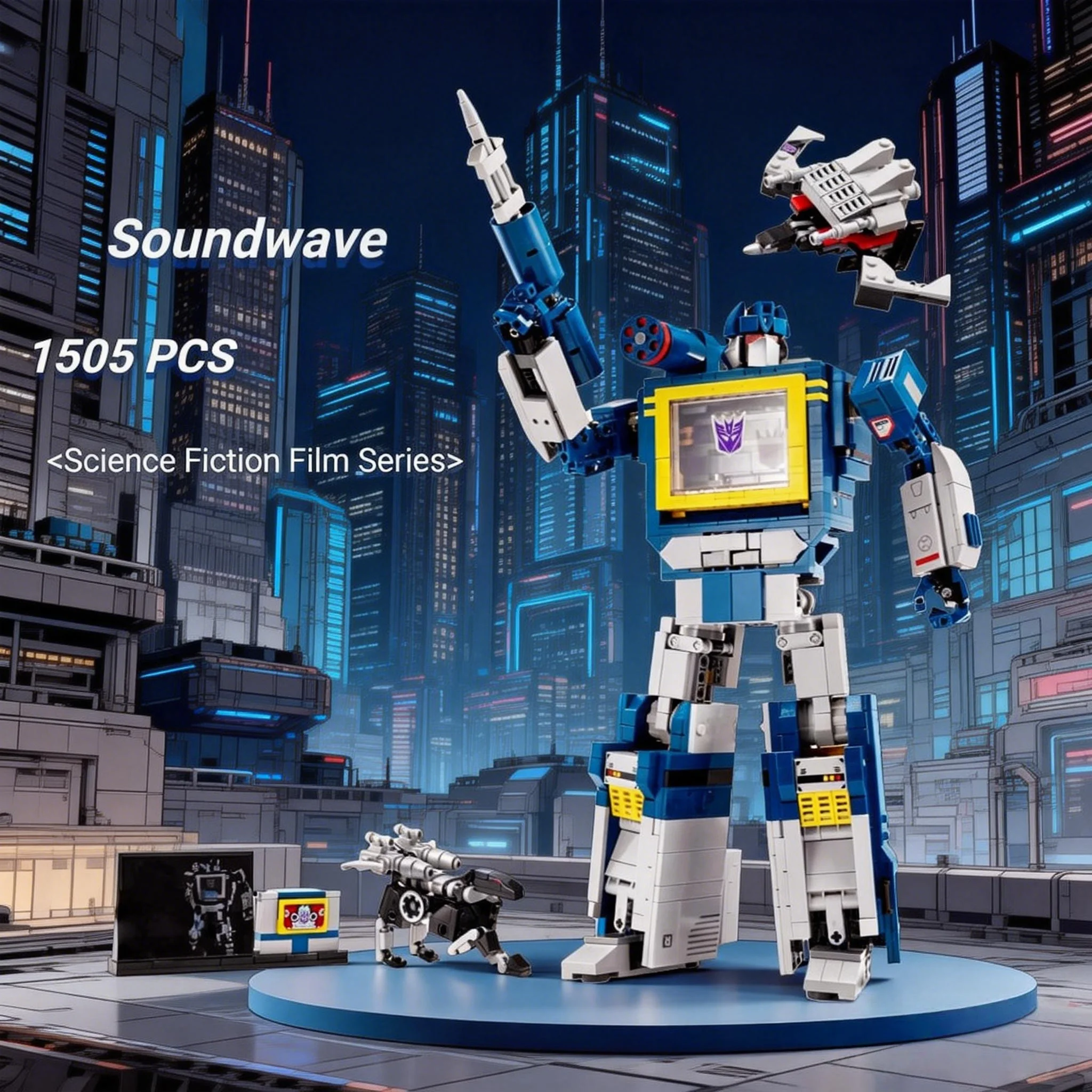 

1505 шт. MOC-10358 Синяя модель робота, строительные блоки, креативные кирпичики для сборки, игрушки для детей, подарки на день рождения для мальчиков