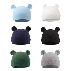 0-6M Newborn Baby Beanie Cute Baby Hat with Ears Cotton Stretch Boys Girls Warm Hat Baby Gift Bonnet Cap Hair Accessories