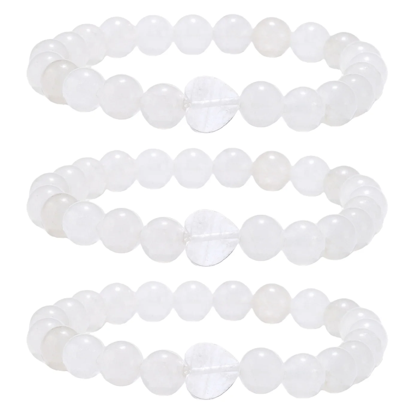 10 مللي متر الكوارتز القلب سحر 8 مللي متر جولة الأحجار الكريمة مطرز سوار شفاء شقرا كريستال تمتد مطاطا الروحية مجوهرات #1