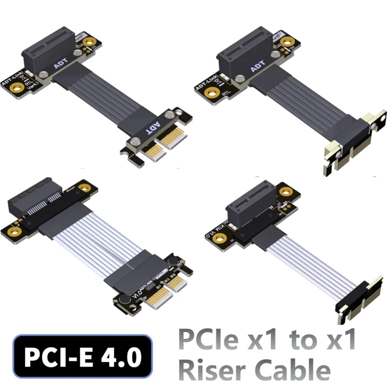 

ADT-Link K11SF K11SL K11TM PCI Express 4.0 x1 to x1 Extension Riser Cable Dual 90 Degree PCI-E 1x Motherboard GPU Riser Extender