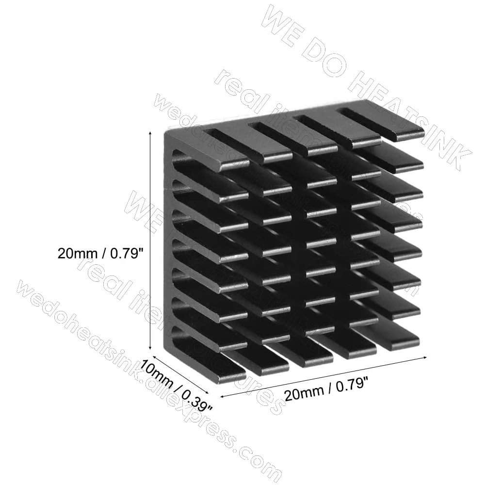 Imagem -03 - Nós Fazemos Dissipador de Alumínio Anodizado com Fenda Térmica Radiador ic Almofadas de Transferência Adesivas Térmicas Preto 20x20x10 mm 100 Pcs