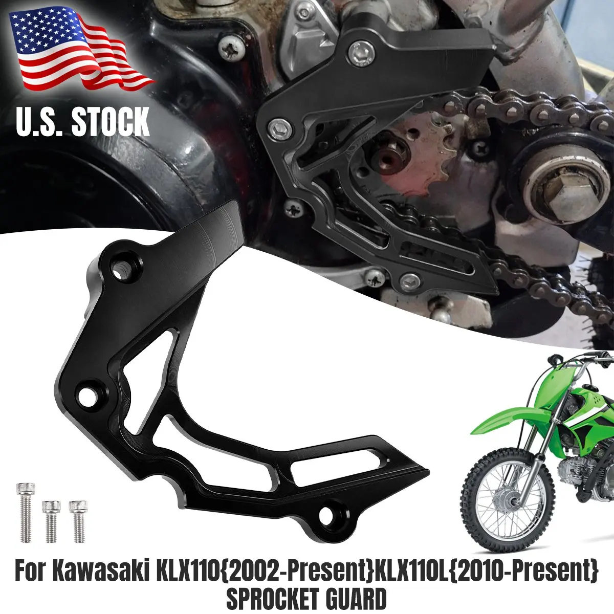 

Защитный кожух передней звездочки мотоцикла, аксессуары для защиты цепи, защитный чехол для Kawasaki KLX110 2002-наст. время, KLX110L 2010-наст. время