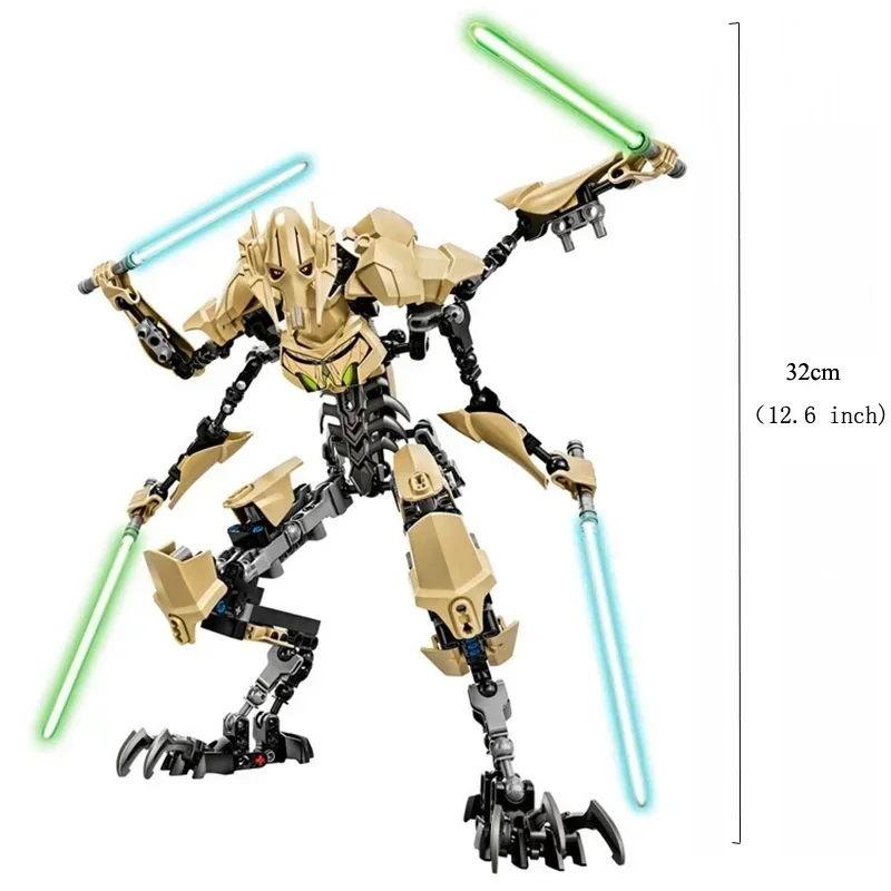 Disney Ksz714 Star Toy Anime General Robot Grievous With Lightsaber Hilt Combat Weapon Model blocks Assemble Figure Toy Gifts