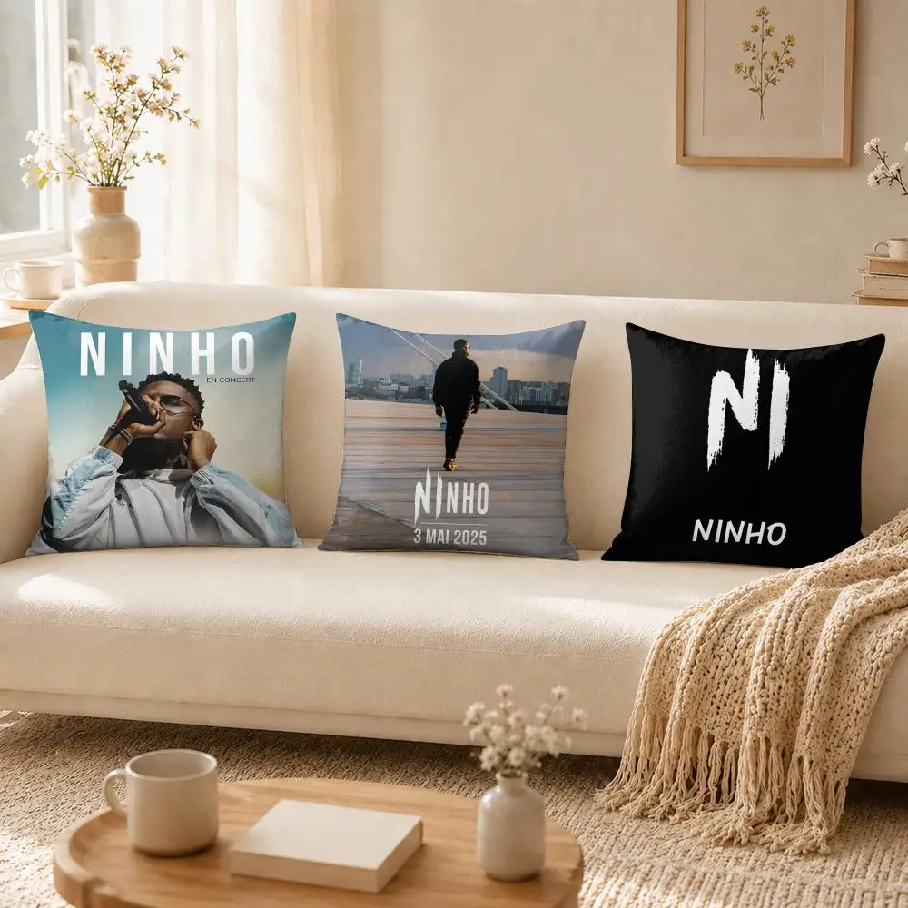 Rapper Star N-Ninho Cushion Cover Soft Short Plush Double-Sided Printing Home Decor Cozy Sofa Pillow Case Fine Gift
