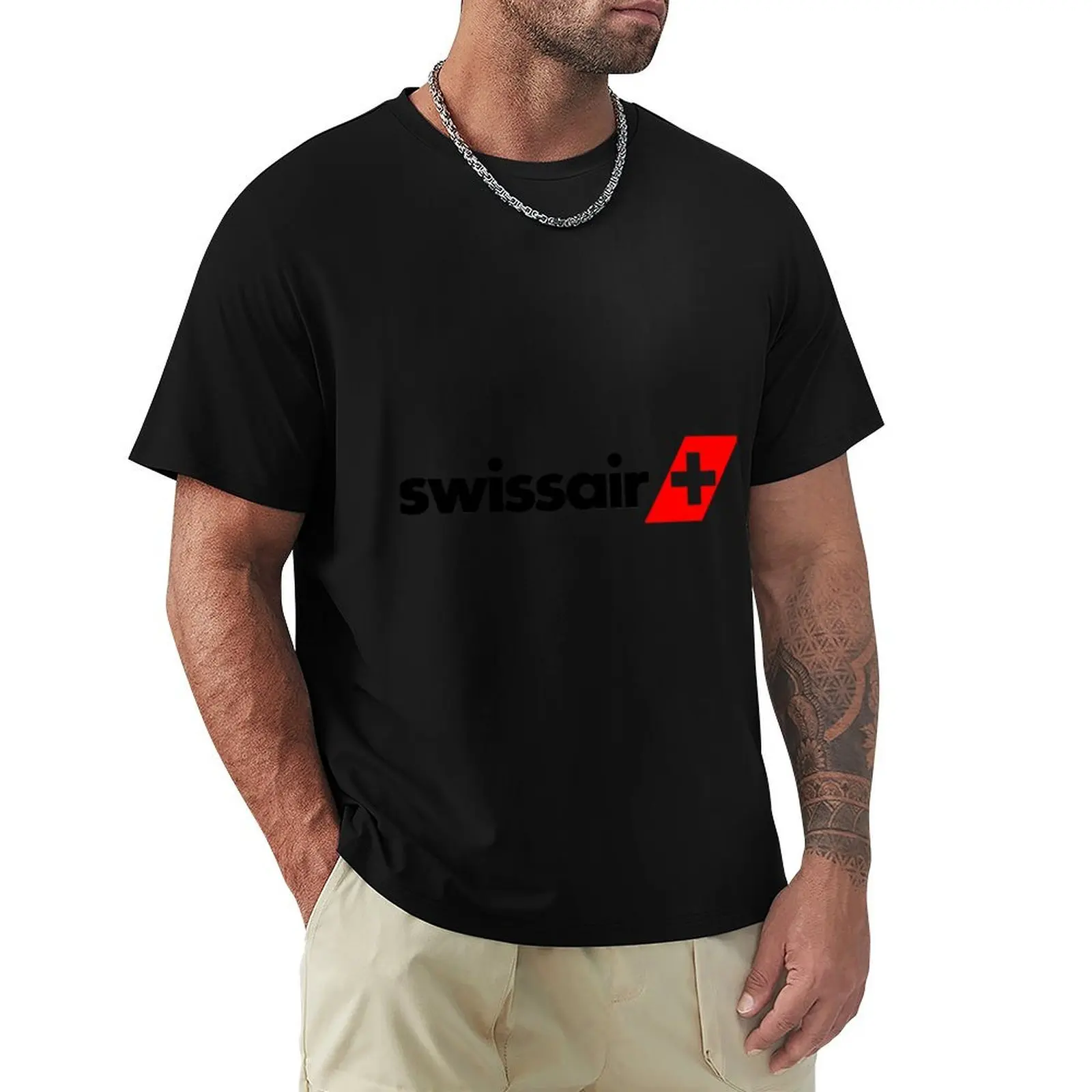 swissair-logo Merchandise T-Shirt Casual All Match Short Sleeve T-Shirt