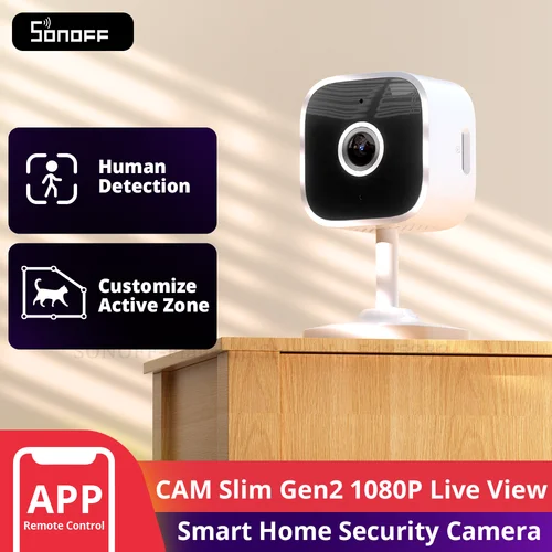 SONOFF CAM Slim Gen2 cámara de seguridad inteligente para el hogar 1080P detección de movimiento humano visión nocturna Audio seguimiento automático grabación de vídeo de movimiento