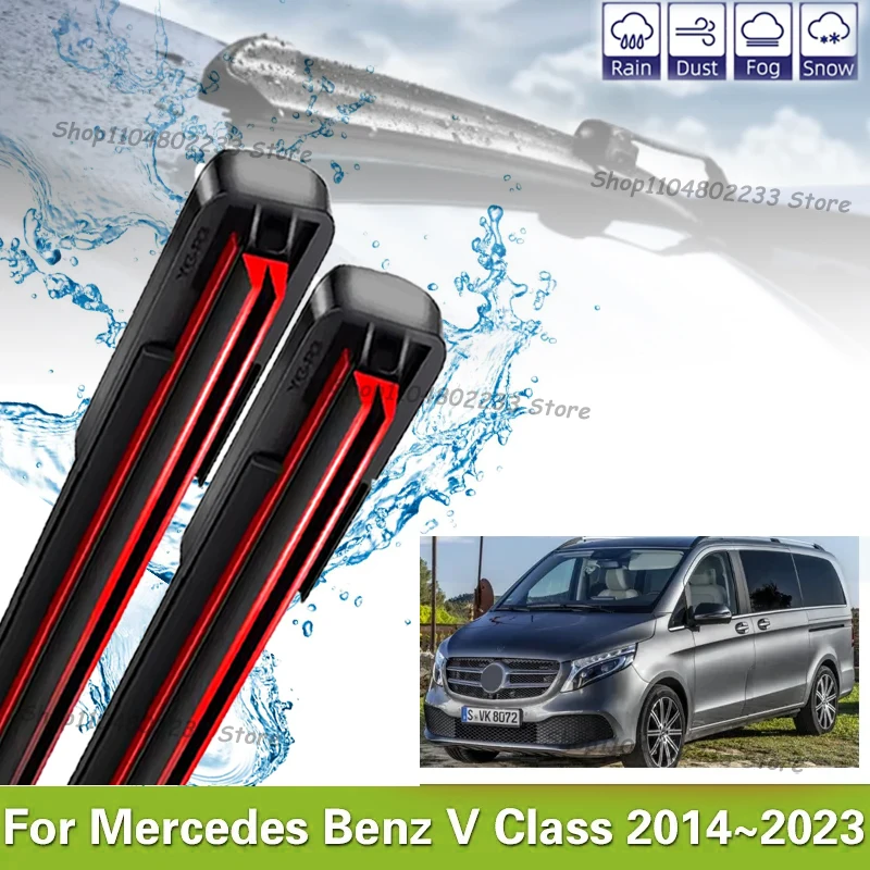 

For Mercedes Benz Vito Viano V Class W447 2014~2023 2pcs Front Wiper Blades Set Brushes Window Windshield Windscreen Accessories